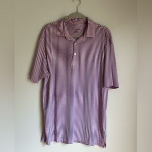 Taylor and Mick Polo Mens L Pink Blue Stripe   Performance Golf Casual Classic